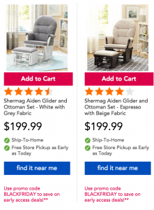 Early Black Friday Deals! Shermag Aiden Glider & Ottoman Set Just $99.99 At Toys R Us!
