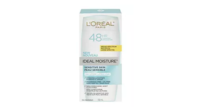 L’Oreal Paris Ideal Moisture Facial Day Lotion SPF 25, Sensitive Skin Only $3.31 Shipped! (Compare to $16)