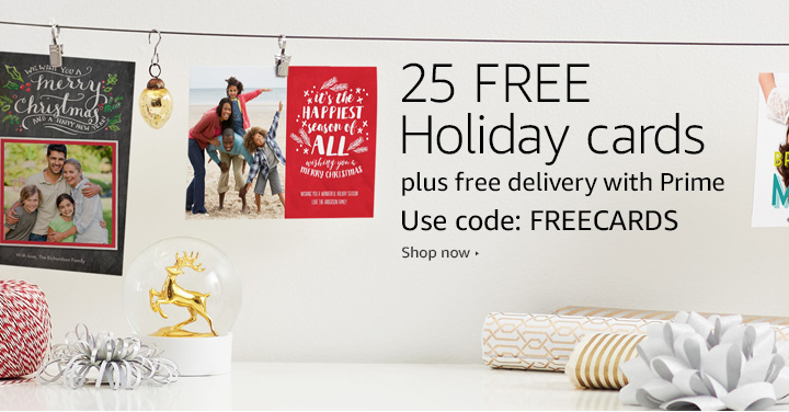 HURRY! Amazon Prime Members Get 25 FREE Holiday Cards + FREE Delivery!