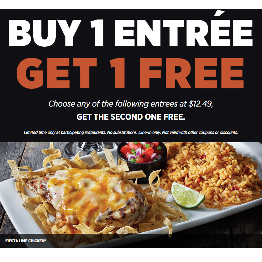 Buy 1 Entree Get 1 FREE at Applebee’s For a Limited Time!