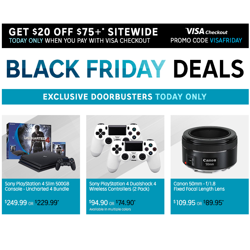 Rakuten: $20 Off $75 Purchase With Visa Checkout! Good Deals on Sony Playstation 4 Bundle, Roku 3 and More!
