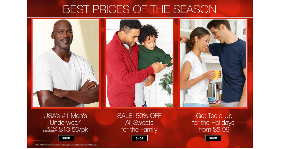 Hanes: FREE Shipping through Tonight! Get Your Socks, Underwear, Holiday Ugly Sweaters (Only $6.99) & More Shipped FREE!