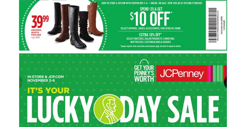 JC Penney: $10 Off a $25 Purchase Coupon In-store and Online! Plus Lucky Day Sale Happening with $7.00 Deals!