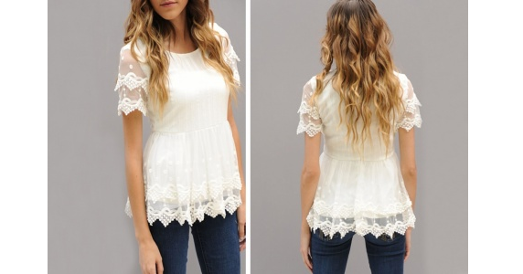Very Flattering Double Lace Peplum Just $22.99!
