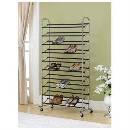 50-Pair Free Standing 10-Tier Metal Shoe Rack Only $24.99 Shipped!
