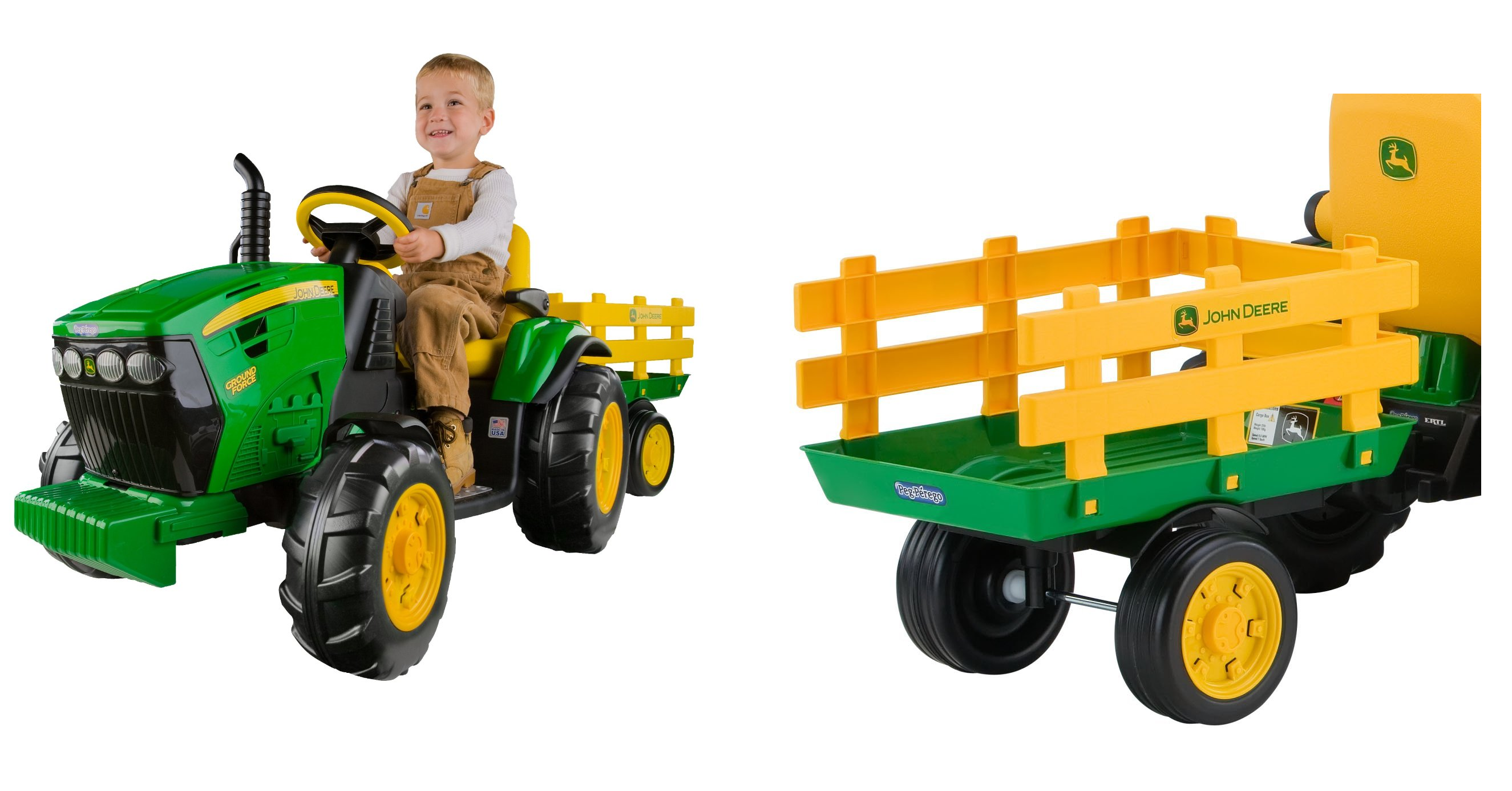 Save Over $100 on The Peg Perego John Deere Ground Force Tractor with Trailer on Amazon!
