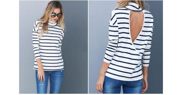Groopdealz: Fashion Turtleneck Striped Top Only $17.99!