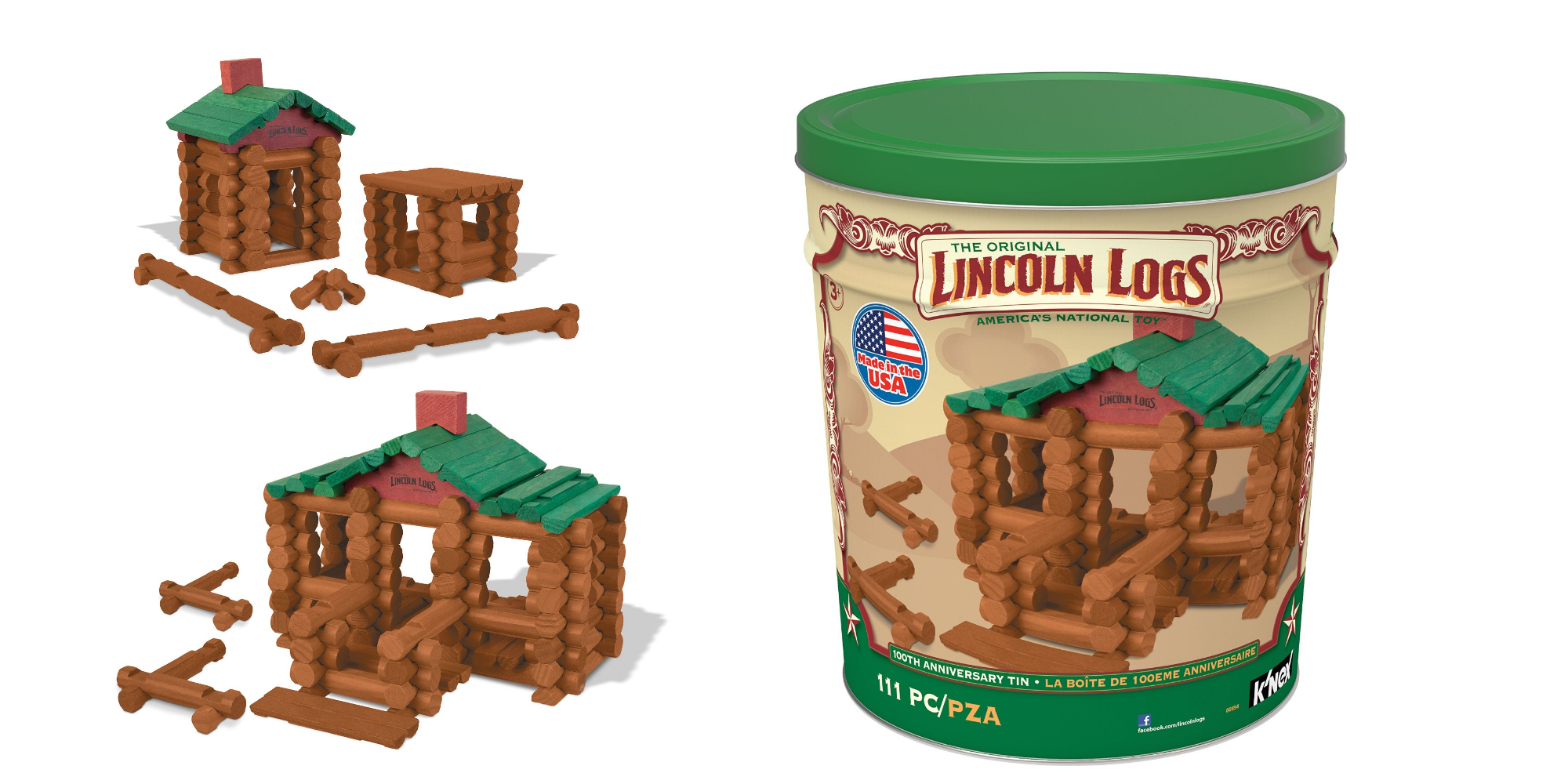 Lincoln Logs 111-pc 100th Anniversary Tin Only $22.50!!