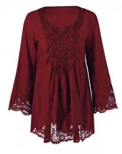 Plus Size Lace Patchwork Peasant Blouse – Only $7.83 Shipped!