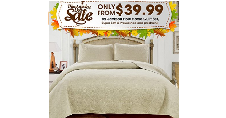 Jackson Hole Home 3 PC Solid Color Soft Quilt Set Only $39.99! (Reg. $57.99)