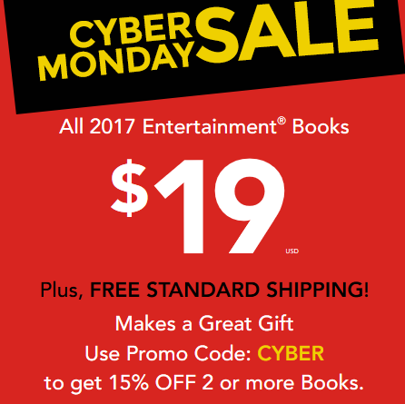 Cyber Sale! All Entertainment Books $19 + Free Shipping! Plus Code!