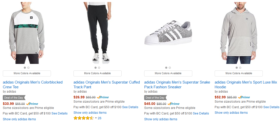 Up to 50% off Adidas Sneakers and Apparel for Men! Prices start at $17.99!