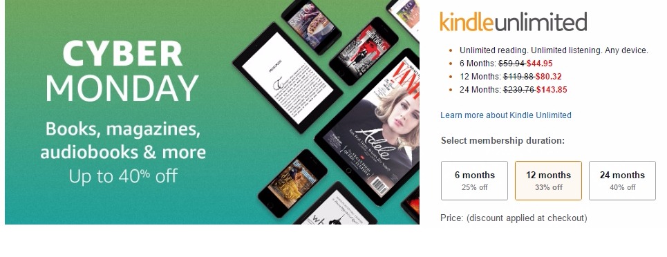 Kindle Unlimited Subscription Up to 40% OFF! Read Tons of eBooks for FREE!!