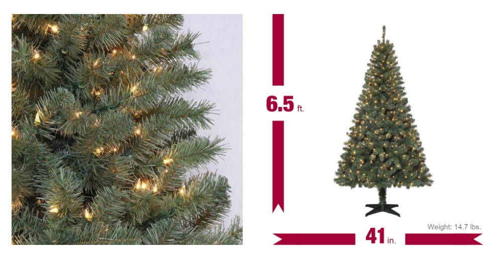 6.5 ft. Verde Spruce Artificial Christmas Tree with 400 Clear Lights—$49.98!