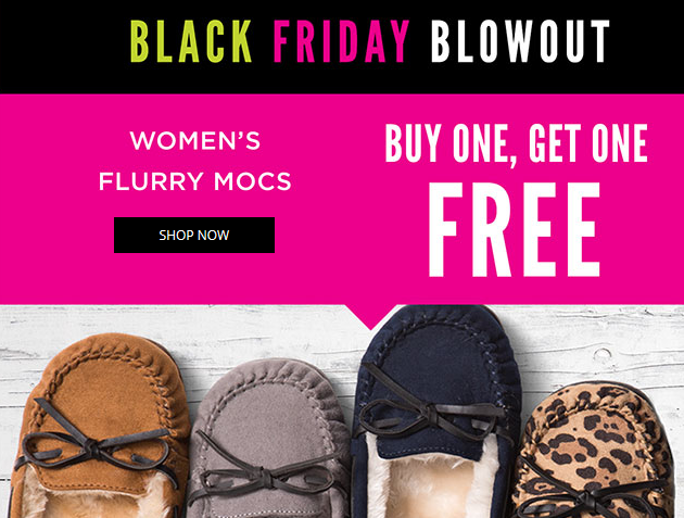 Payless Shoes Black Friday! Flurry Mocs – Buy One Get One FREE!