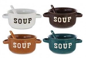 KOVOT Set of 4 Speckled Ceramic Soup Bowls With Spoons – Only $18.69!