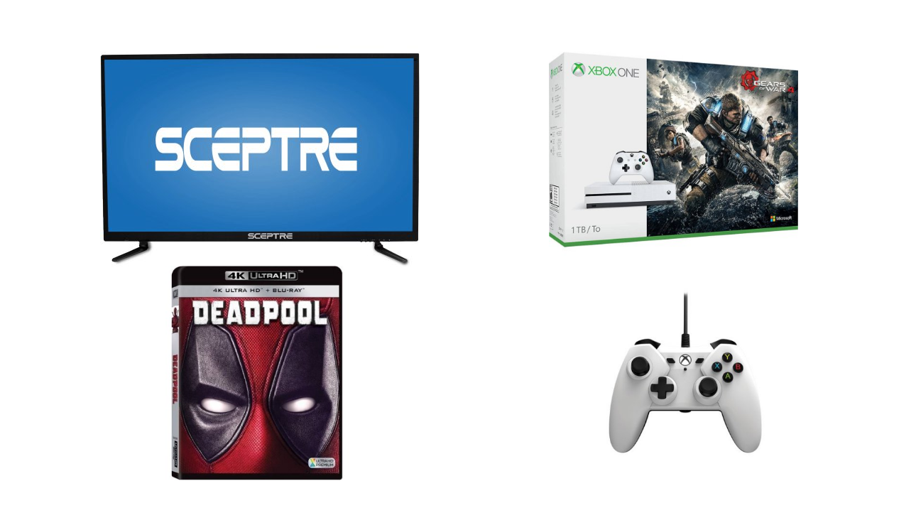 Sceptre 4k HDTV + Xbox One S 1TB + Controller + 4k UltraHD Movie or Xbox One Game Only $499.95!!