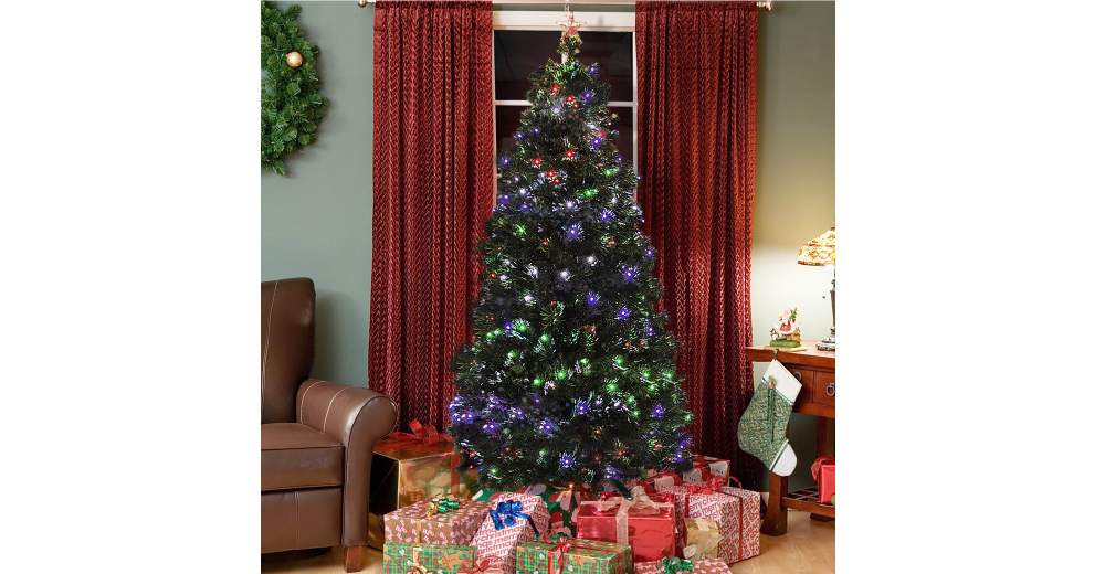 Pre-Lit Fiber Optic 7′ Green Artificial Christmas Tree—$99.94!!