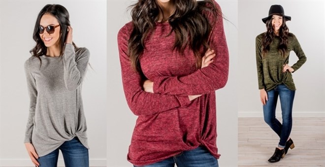 Heathered Knot Detail Top – Just $21.99!