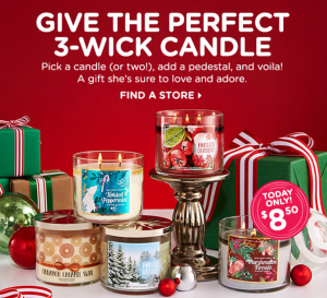 Bath & Body Works: $8.50 3-Wick Candles In-store & Today Only!