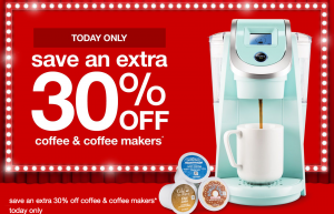 HOT! Save 30% Off Coffee & Coffee Makers Today Only At Target! Keurig 2.0 K200 Coffee Maker Just $51.77!