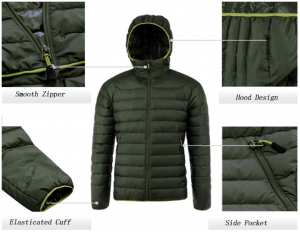 Color Spliced Zipper-Up Hooded Down Jacket Just $15.30 Shipped!
