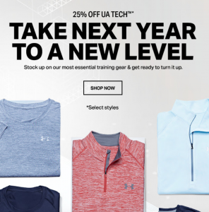 HOT! Take 25% Off Select Under Armour UA Tech Gear & Footwear !