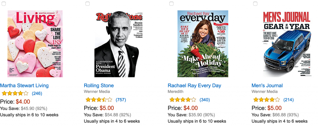 Select Annual Magazine Subscriptions As Low As $4.00 Today Only!