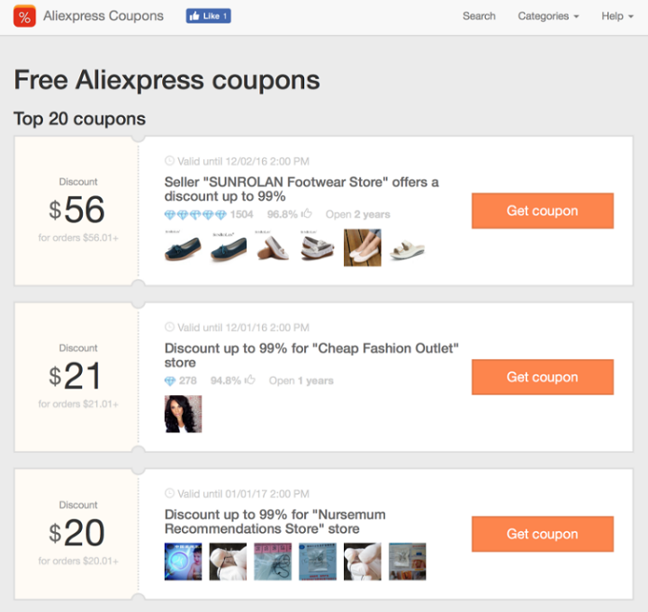 Coupons for Aliexpress