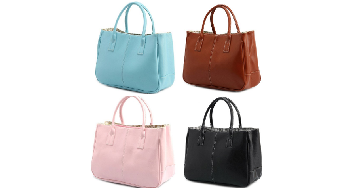 Leather Design Tote Bag Only $6.26 Shipped! (Reg. $28.80) 12 Colors to Choose From!