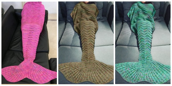 Comfortable Multicolor Knitted Mermaid Tail Design Blanket For Adults Only $10.30 Shipped! (Reg. $30.59)