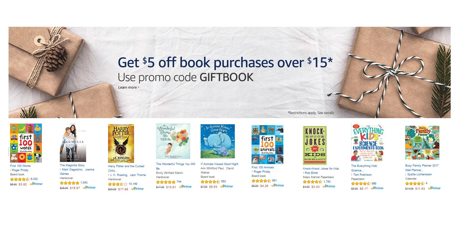 Extended! Amazon: Take $5 off Book Purchases of $15 or more! Books Make Perfect Gifts!