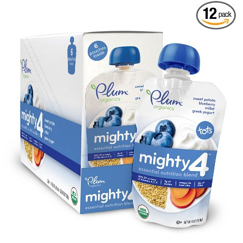 Plum Organics Mighty 4 Essential Nutrition Blend Pouch, Sweet Potato, Blueberry, Millet and Greek Yogurt 12 Count Only $9.93 Shipped! (That’s $.83 Each!)