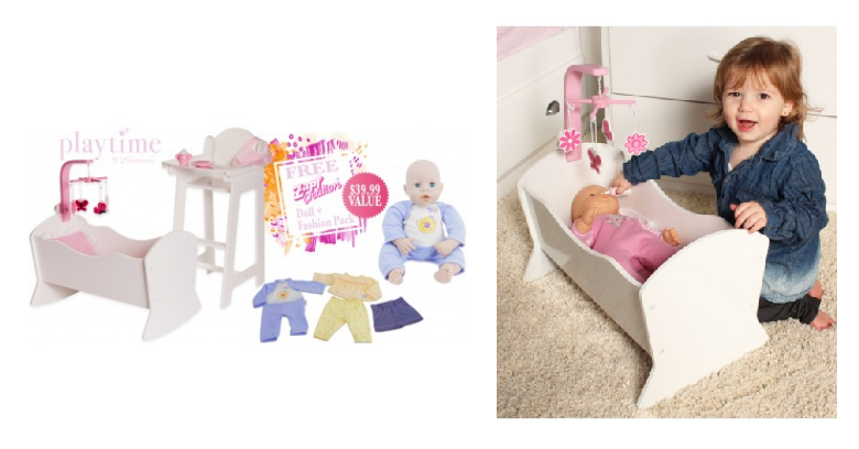 High Chair and Cradle Set w/ Accessories & FREE Doll with Outfits Only $74.99 Shipped!
