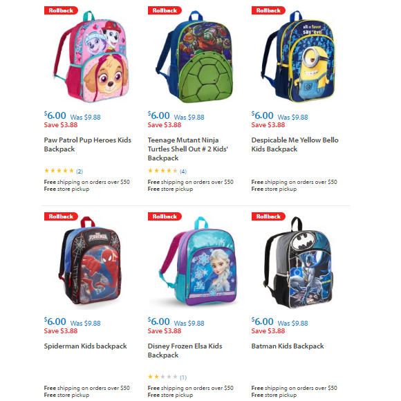 Kid’s Character Backpacks Are Only $6.00 at Walmart!