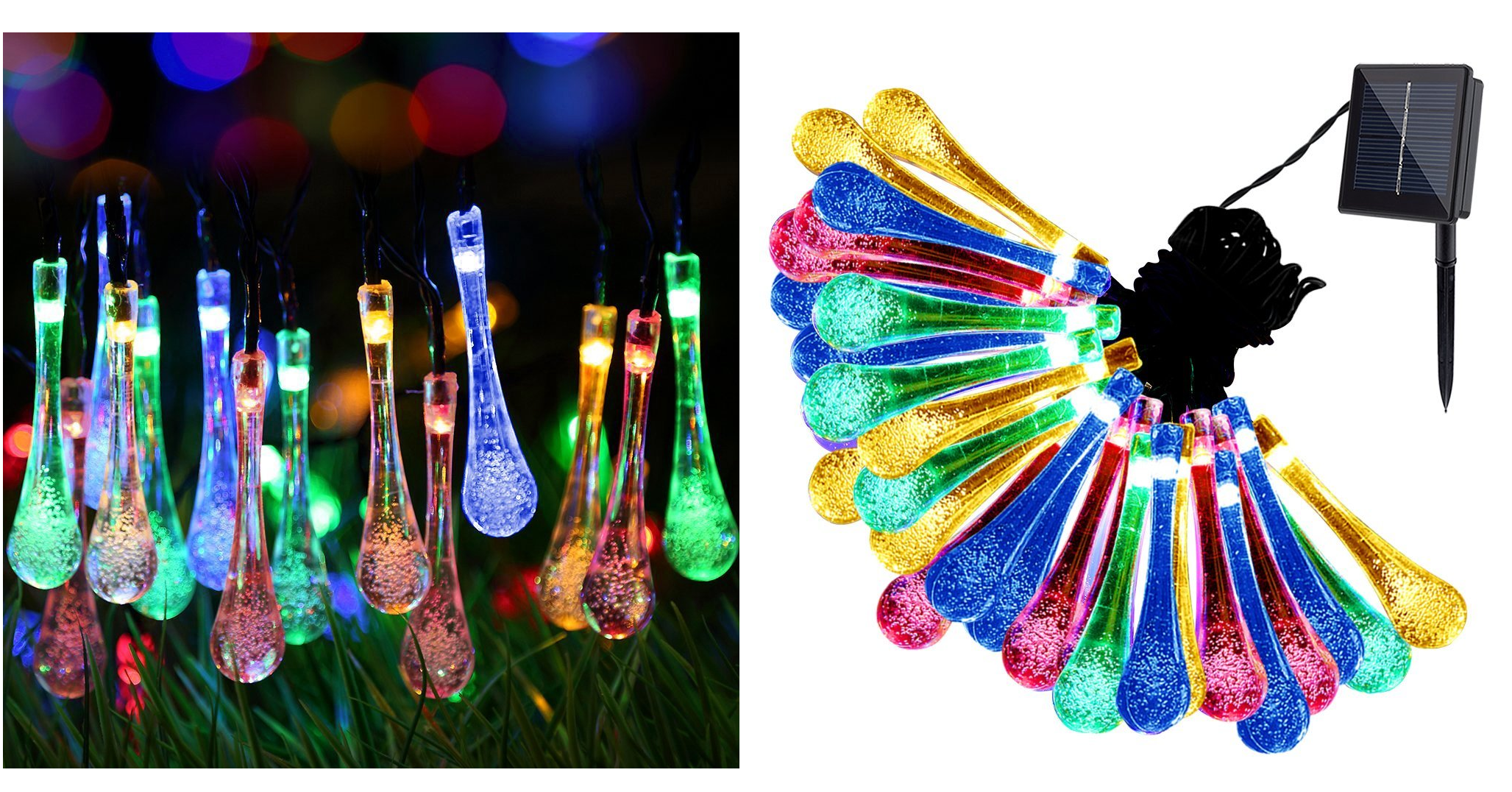 Solar Outdoor String Water Drop Lights Only $8.95!