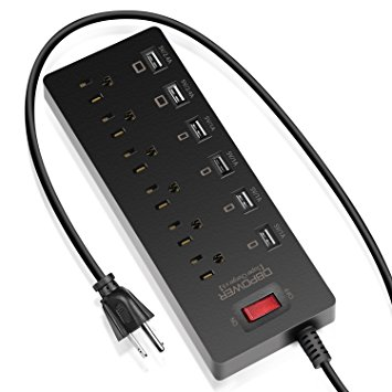 DBPOWER 6 Outlets Power Strip & 6 USB Charging Ports Only $20.99!