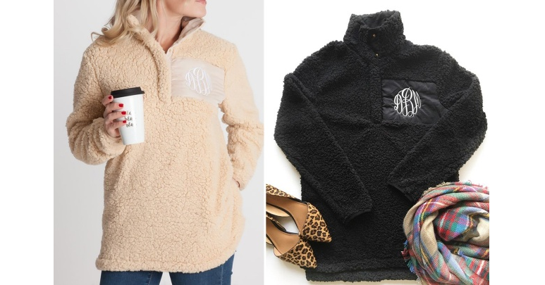 Monogrammed Sherpa Pullover (4 Colors) Only $32.99! Personalize Your Pullover!