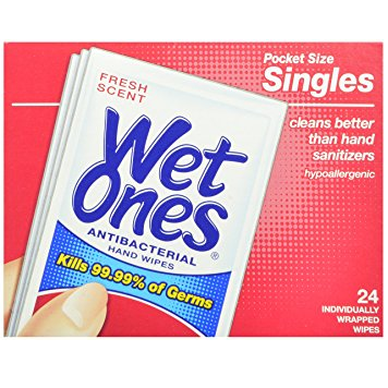 Wet Ones Antibacterial Hand and Face Wipes Singles 24-Count (Pack of 5) Only $7.55 Shipped!