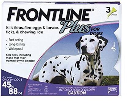 Frontline Plus Flea and Tick Control for 45 to 88-Pound Dogs and Puppies, 3-Doses – Only $25.49!