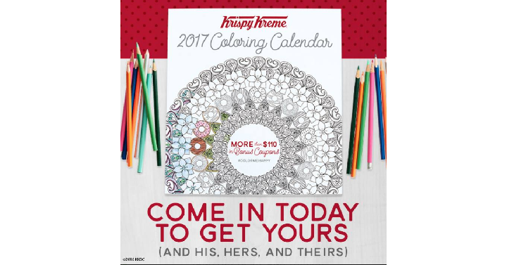 Krispy Kreme 2017 Coloring Calendar Available Now for $7.00 Each! Over $110 worth of Coupons Included in Each Calendar!