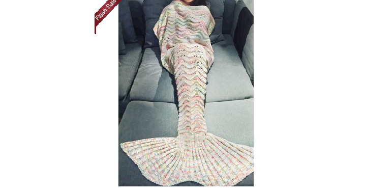 Adult Multicolor Knitted Mermaid Tail Design Blanket Only $14.99 Shipped!