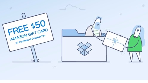 FREE $50 Amazon Gift Card With 1-Yr Dropbox Pro Subscription!