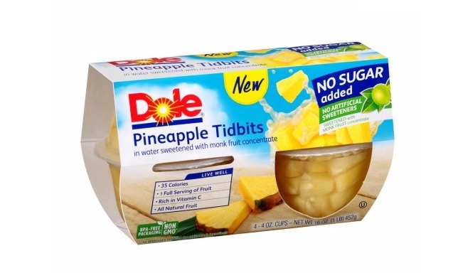 Dole Fruit Bowls, Pineapple Tidbits in Water, 4 ct Cups Only $1.69 Shipped With S&S!