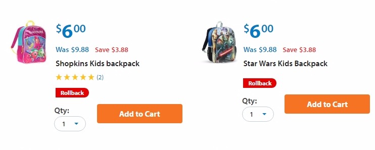 Licensed Kids’ Backpacks Only $6.00 + Free Store Pickup!