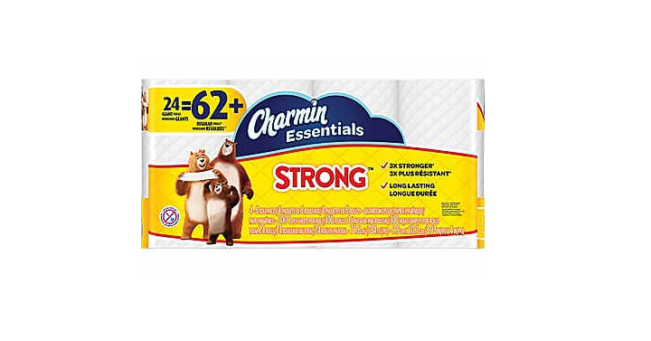Hurry! Charmin Essentials Strong Toilet Paper 24 Giant Rolls for only $7.99! (Reg. $17.99) That’s Only $0.13 per Regular Roll= Stock up Price!