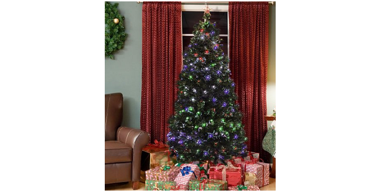 RUN! Pre-Lit Fiber Optic 7′ Green Artificial Christmas Tree with LED Multicolor Lights and Stand Only $79.99 Shipped! (Reg. $224.95)