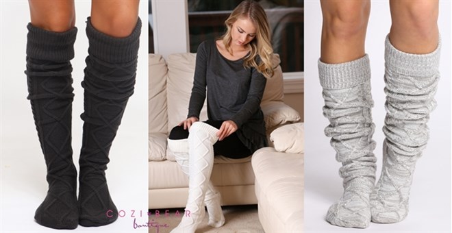 Thigh High Cable Knit Socks – Just $12.99!