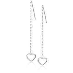 Sterling Silver Open Heart Threader Drop Earrings – Just $10.00!