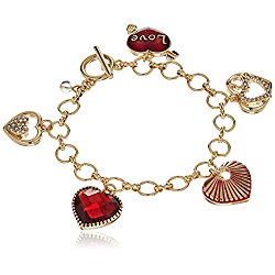 Napier Boxed Gold-Tone and Red Heart Charm Bracelet – Just $20.00!